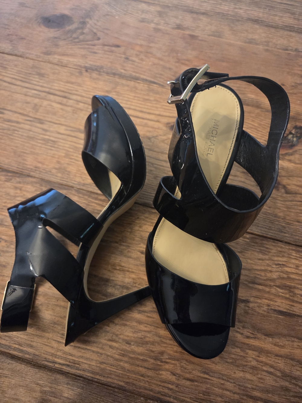 Michael Kors Black Patent Leather Platform Sandals